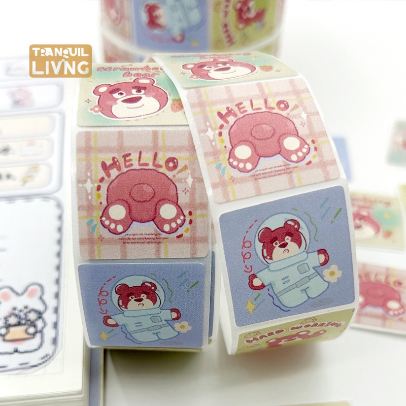 Cuộn 500 Miếng Dán Hoạt Hình sanrio Dễ Thương Trang Trí Quà Tặng Cho Trẻ Em