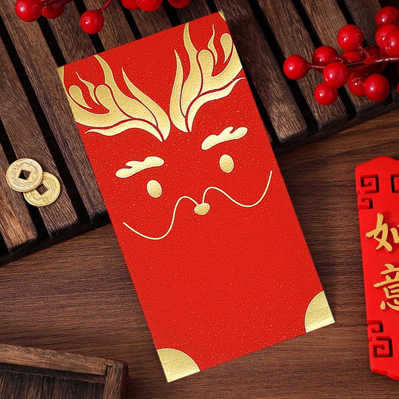 Bao Lì Xì Năm Mới 2024 Hình Chữ Nhật Họa Tiết Rồng Đỏ Đơn Giản Sáng Tạo