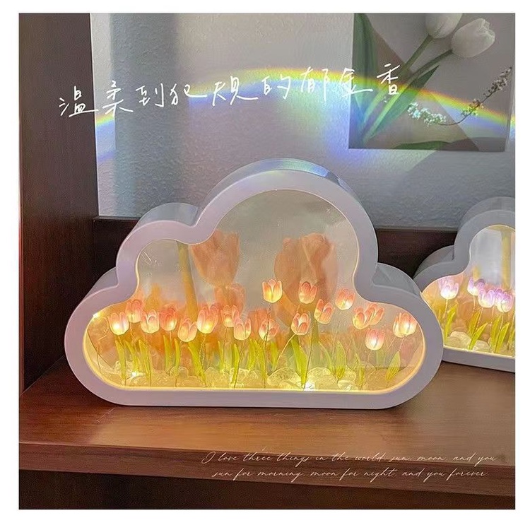 🇻🇳Tặng Túi🇻🇳 Dèn phòng ngủ Đèn Ngủ Hình Hoa Tulip Đám Mây Tráng Gương DIY Dùng Làm Quà Tặng Sinh Nhật