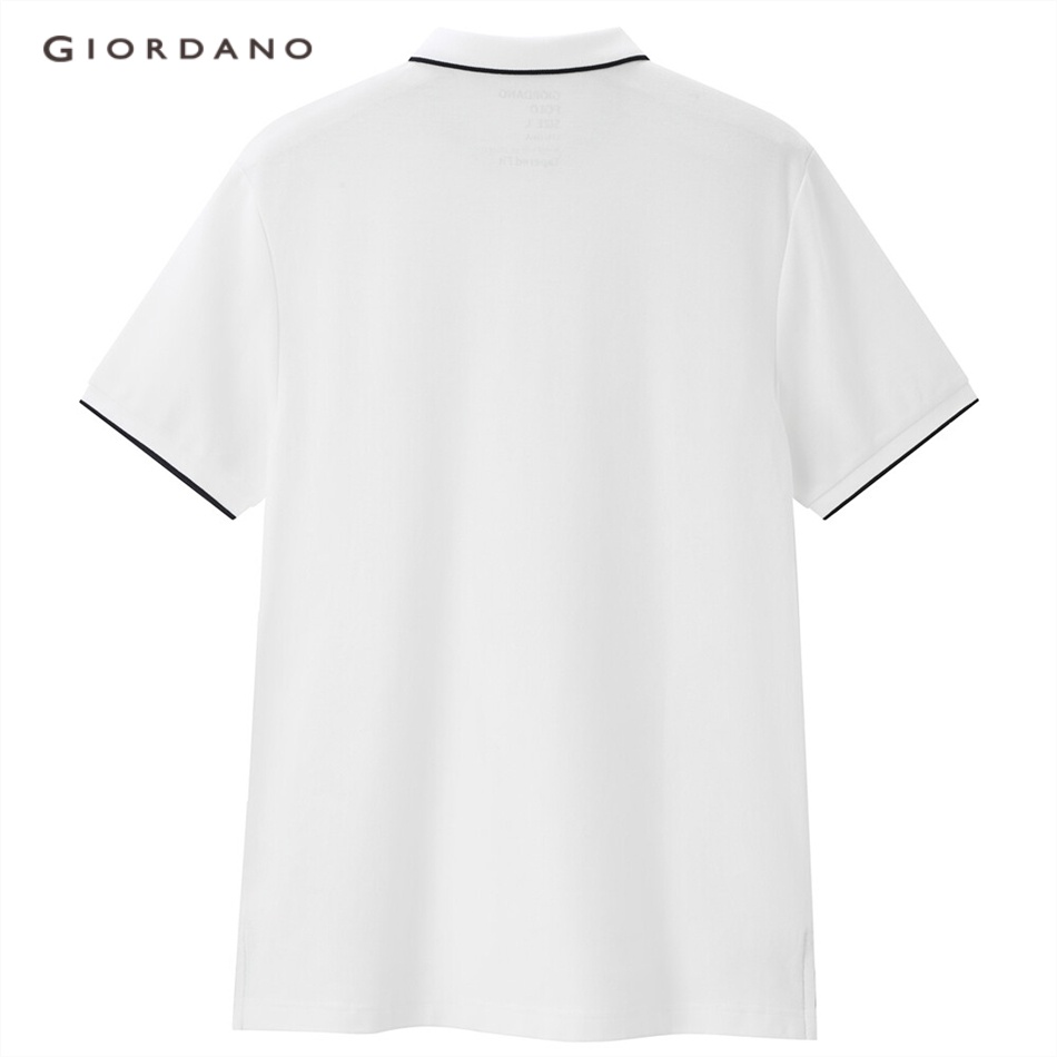 Áo polo nam GIORDANO 01012426 tay ngắn kẻ sọc màu tương phản cổ điển nhiều màu sắc