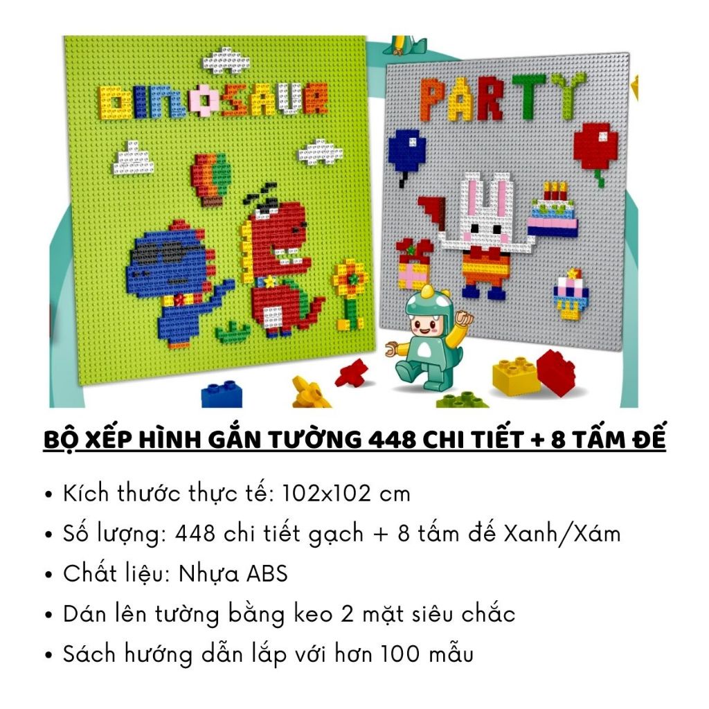 Bộ Đồ Chơi Xếp Hình Gắn Tường Cho Bé, Kích Thước