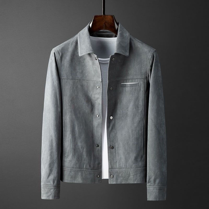 Áo Khoác Da Lộn Dáng Ôm Phong Cách retro Thời Trang Thu Đông Cho Nam