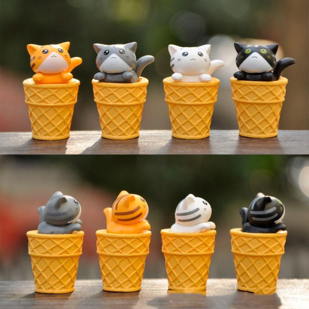 Adames Tượng Mèo Ăn Kem mini Trang Trí Xe Hơi