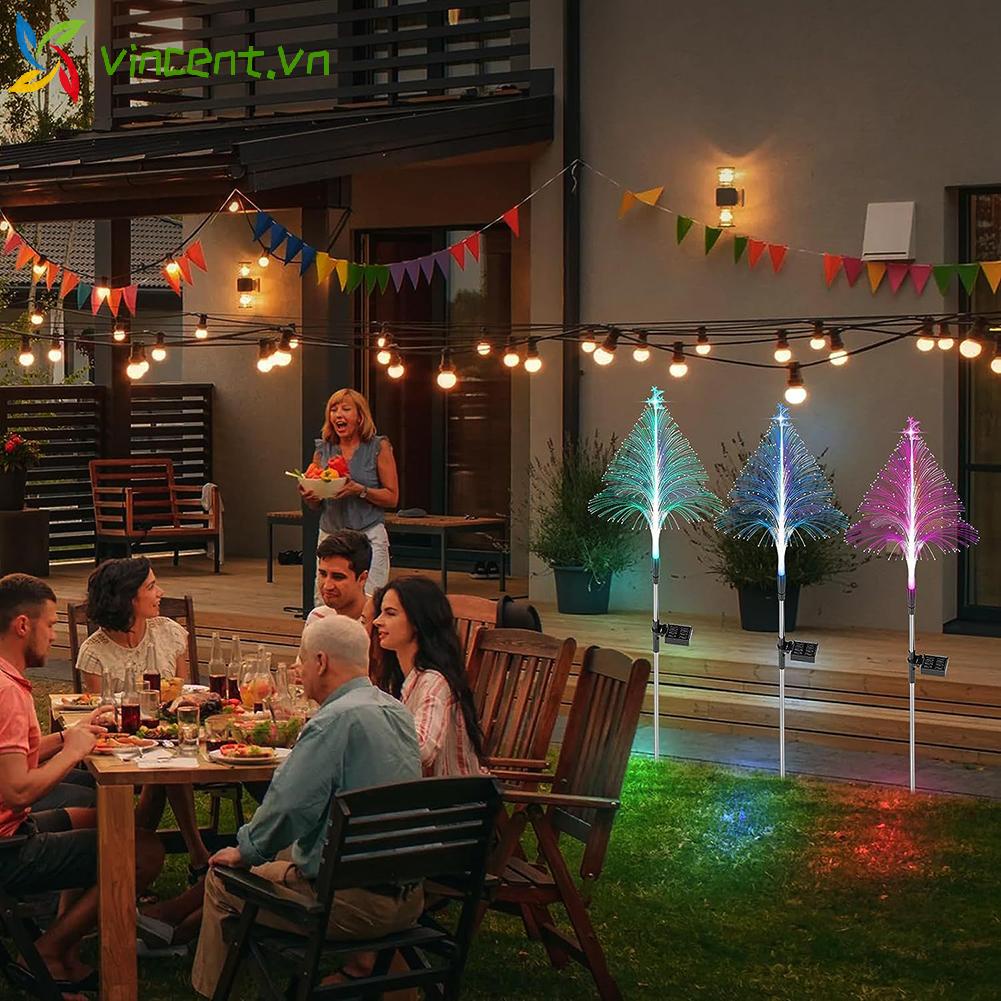 Đèn Sợi Quang Năng Lượng Mặt Trời Thay Đổi 7 Màu Sắc Hình Bông Hoa Dành Cho Vườn Nhà