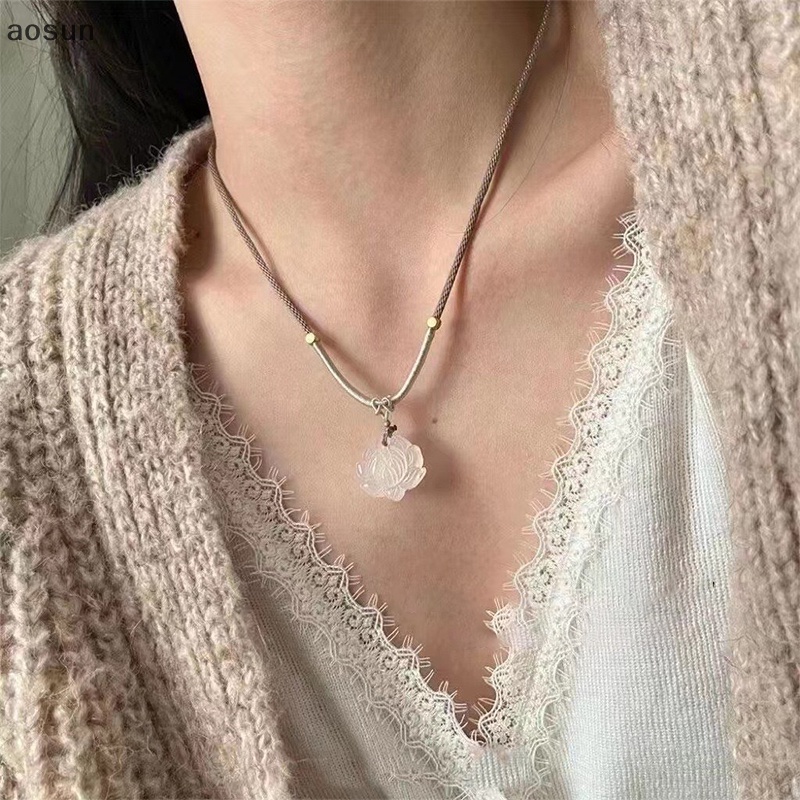 Aosun Dây Chuyền Bùa Hộ Mệnh Hoa Sen Đẹp Mắt Phong Cách Trung Hoa Cho Nữ