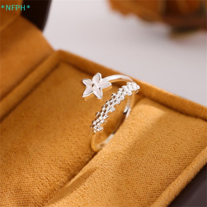 Nfph > Nhẫn Hở Resin Hình Hoa Màu Bạc Cá Tính Thời Trang Hàn Quốc Làm Quà Tặng Cho Nữ Mới