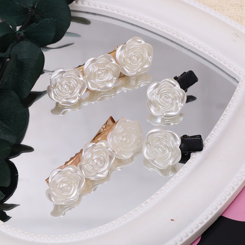 1 Kẹp Tóc Hình Hoa Hồng Màu Trắng Ngọt Ngào Thời Trang Cho Nữ
