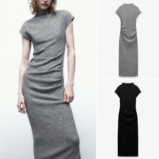 Mới Đầm Dáng Dài Cổ Đứng Xếp Ly Thiết Kế Thanh Lịch Cho Nữ