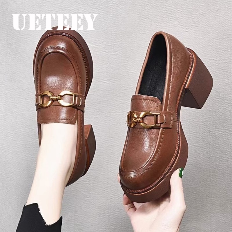 UETEEY  giày búp bê Mary Jane Lolita Đế da mềm đế êm thời trang Nhẹ nhàng Đàn hồi Độn đế Thoáng khí Điệu đà FLF23B08K4 45Z231107