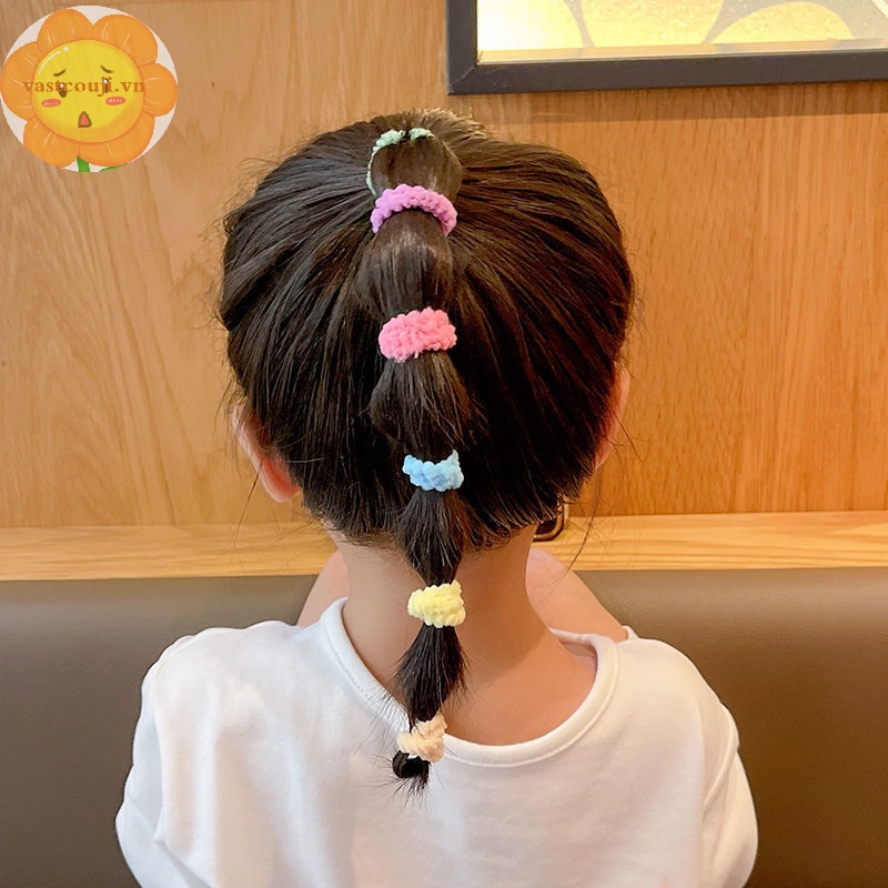 Vastji Set 100 Dây Buộc Tóc Cao Su Co Giãn Nhiều Màu Sắc Cho Bé vn