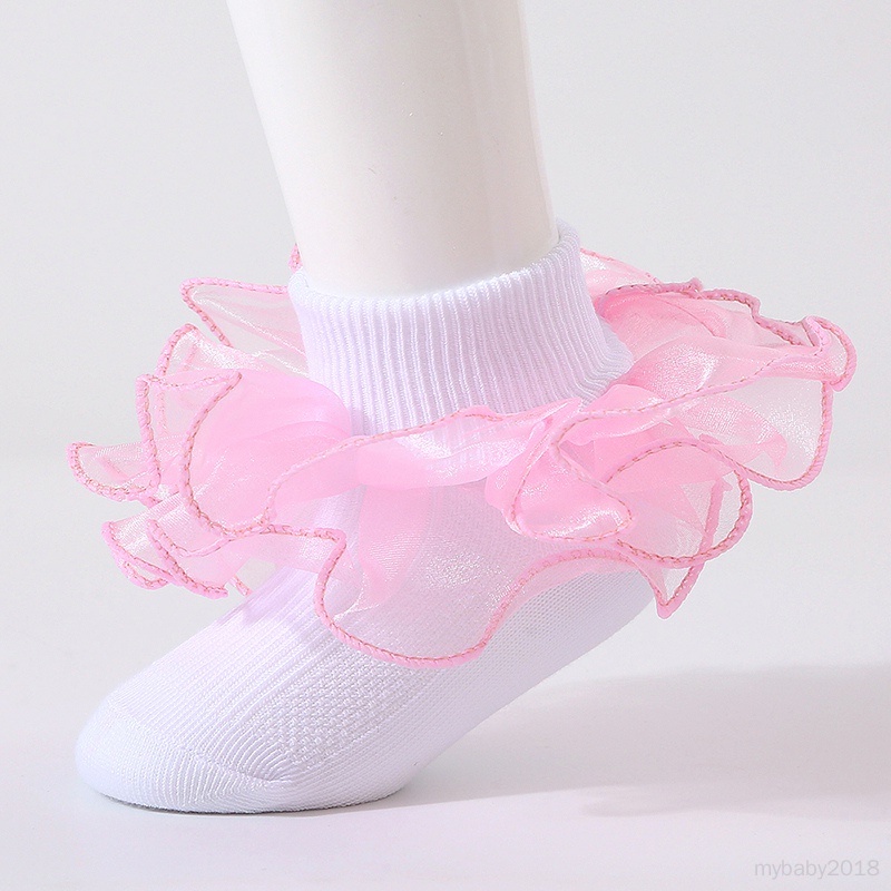 Vớ cotton Mềm Mại Chống Trượt Phối Ren Kiểu Công Chúa Dành Cho Bé Gái Sơ Sinh
