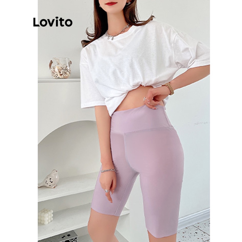 Lovito Quần short thể thao cơ bản lưng cao thể thao L004015
