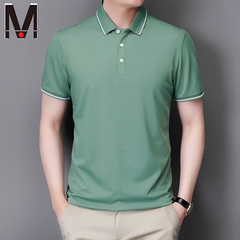 Áo polo Tay Ngắn Màu Trơn Thoáng Khí Thời Trang Công Sở Cho Nam