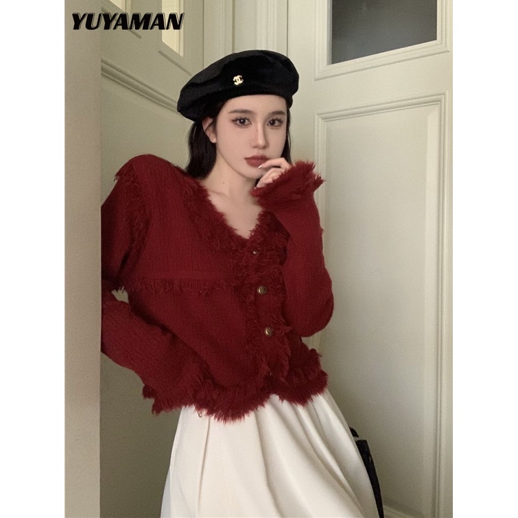 YUYAMAN Áo Len áo khoác cardigan Korean Stylish Hàn Phong Thể thao WXF