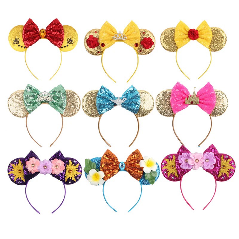 Băng Đô Cài Tóc Hình Tai Chuột mickey Đính Kim Sa Lấp Lánh Thời Trang 2023