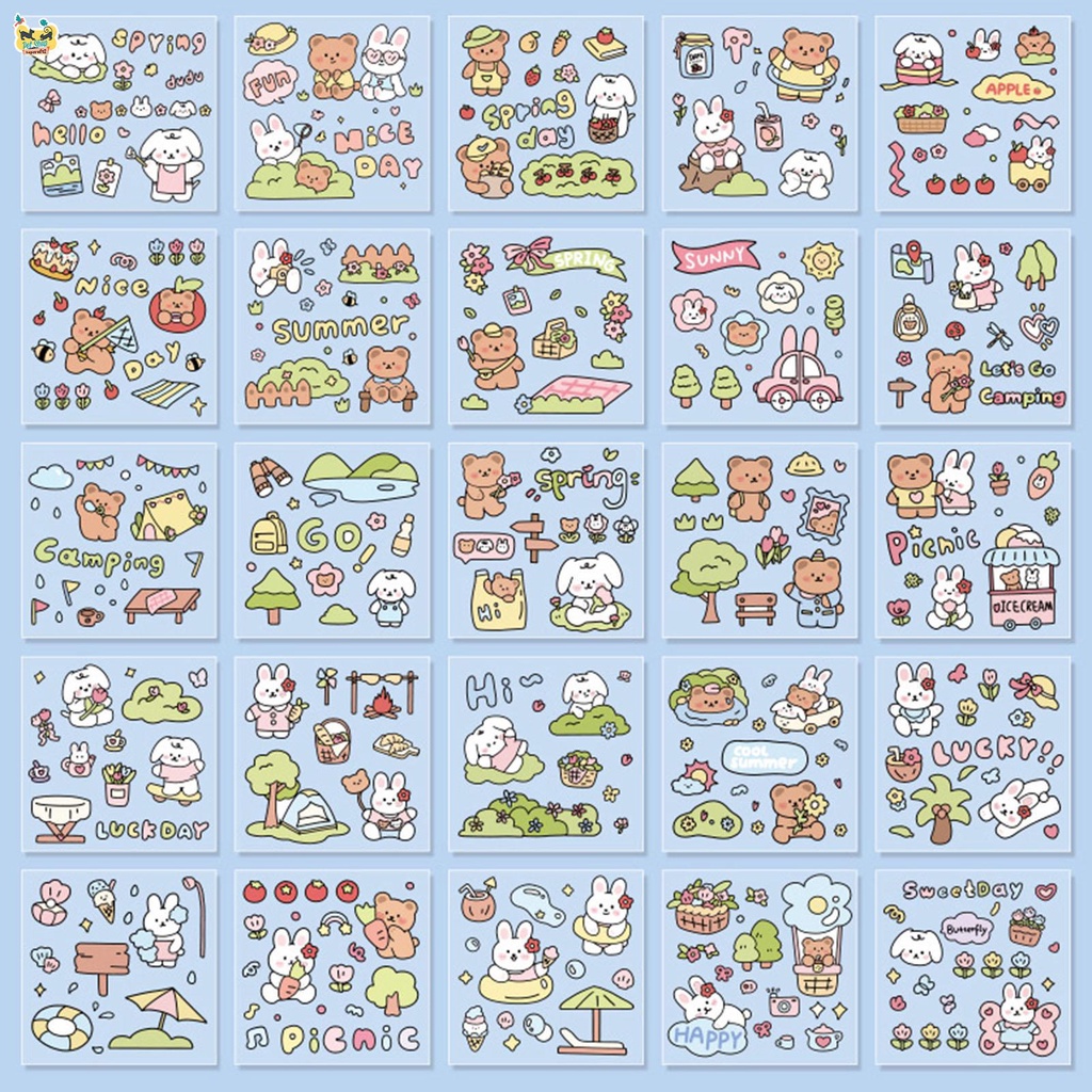 Set 100 Sticker Hoạt Hình Dễ Thương Dán Trang Trí Sổ Tay