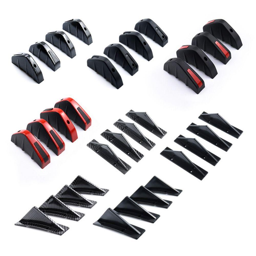 Btlimer set 4 Miếng Dán Sợi carbon Chống Va Chạm Hình Vây Cá Mập Màu Đỏ Đen Phổ Biến Cho Xe Hơi
