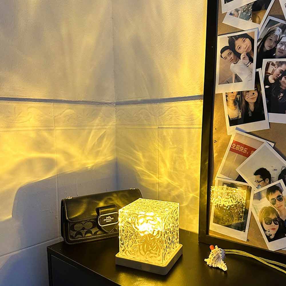 Decoration Sea Wave Night Light Rotating Water Ripple Small Night Lamp Creative Bedroom Bedside Flame Atmosphere Lamp Dynamic