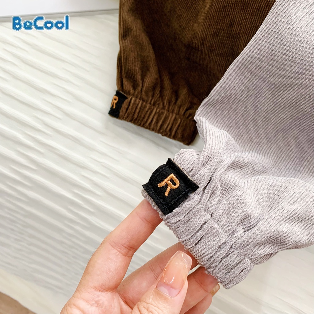 Quần Dài Nhung Chữ R Cho Bé Chất Nhung Tăm Cao Cấp BeCool, Quần Dài Thu Đông Cho Bé Từ 10-27kg