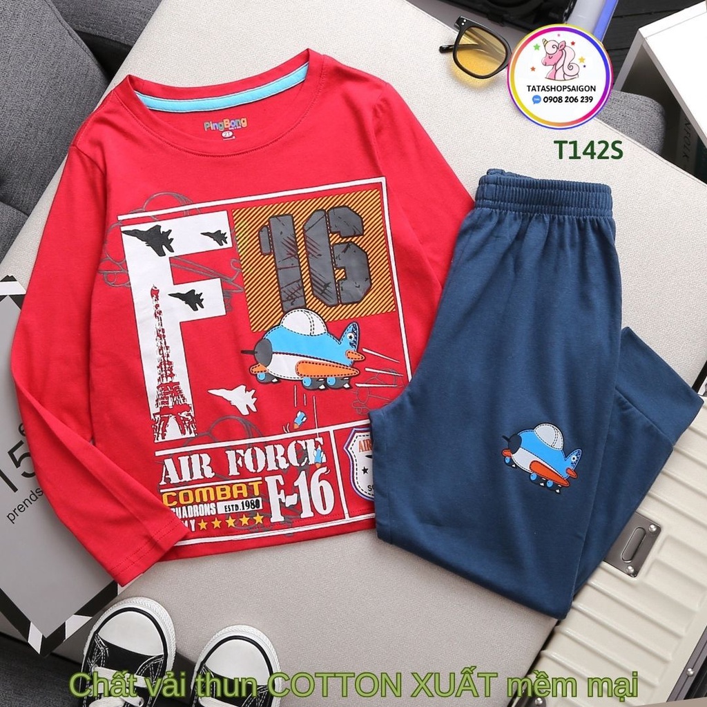 13 đến 40kg Bộ bé trai dài tay thun cotton xuất in hình xe hoạt hình cho bé trai T142