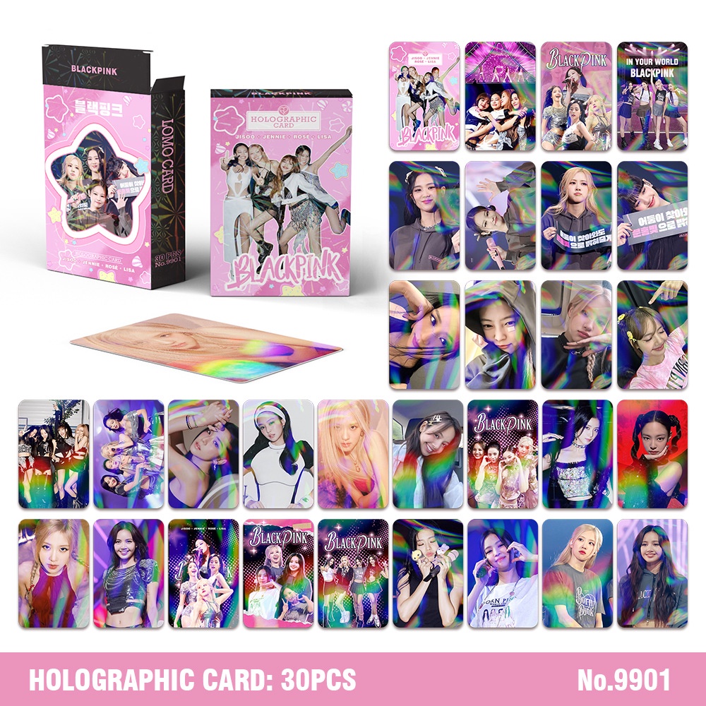 BLACKPINK LISA JISOO JENNIE ROSE Holographic Lomo Card Double-sided Color Printing Laser Photocard
