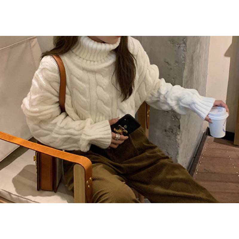 Áo sweater Dệt Kim Cổ Lọ Tay Dài Dáng Rộng Phong Cách Hàn Quốc Thời Trang Mùa Đông Cho Nữ