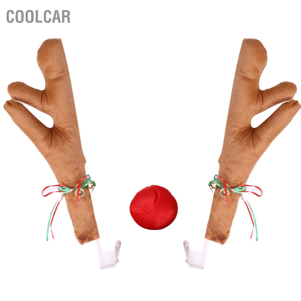 CoolCar Bộ gạc mũi tuần lộc ô tô xe ngộ nghĩnh dễ thương có chuông trang trí hơi Giáng sinh
