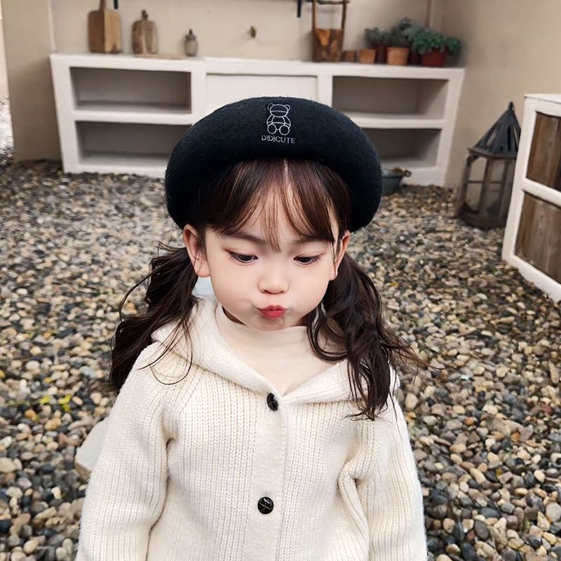 Mũ beret Len Phong Cách Họa Sĩ Hàn Quốc Thời Trang Thu Đông Cho Bé Gái