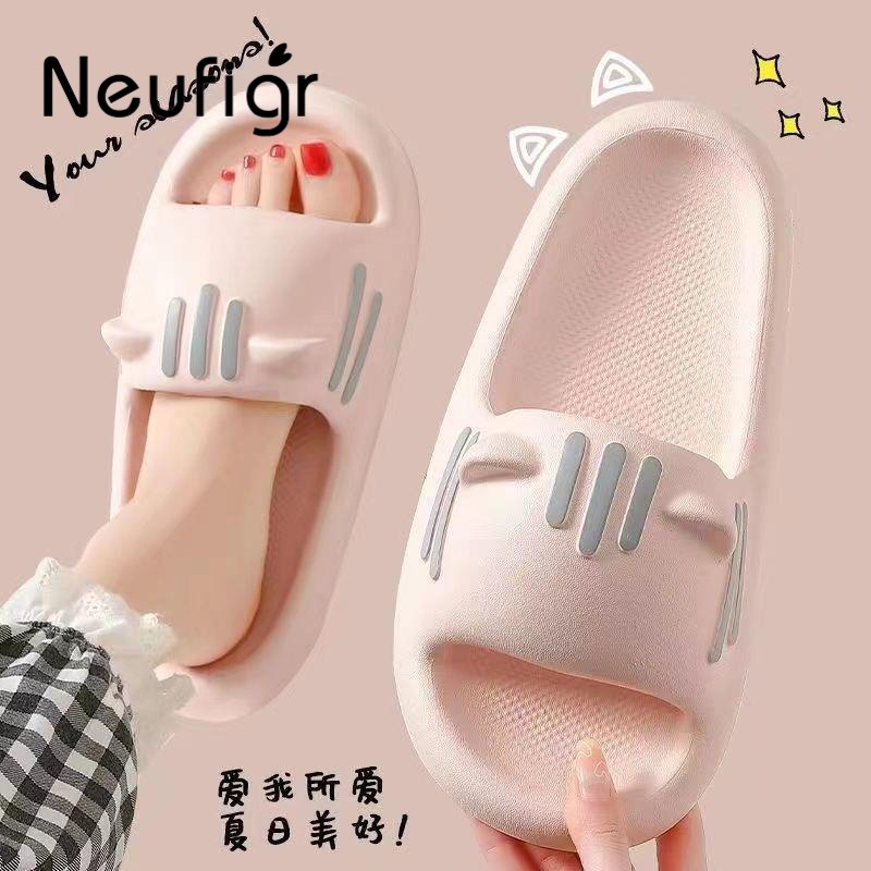 Dép Đi Trong Nhà Đế Dày Chống Trượt In Hình Mèo Dễ Thương Cho Cặp Đôi