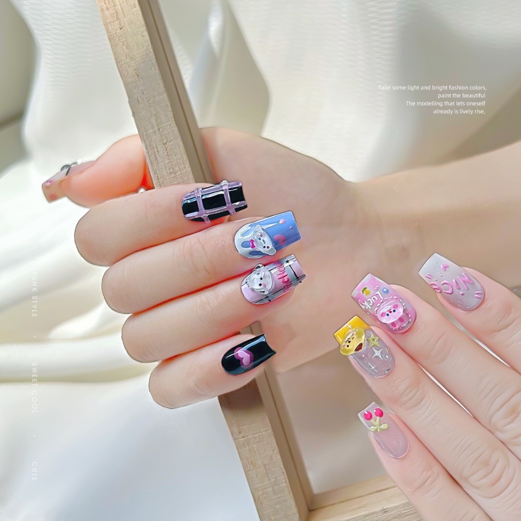 Sanrio Set 50 Miếng Dán Trang Trí Móng Tay Hình kuromi Dễ Thương diy