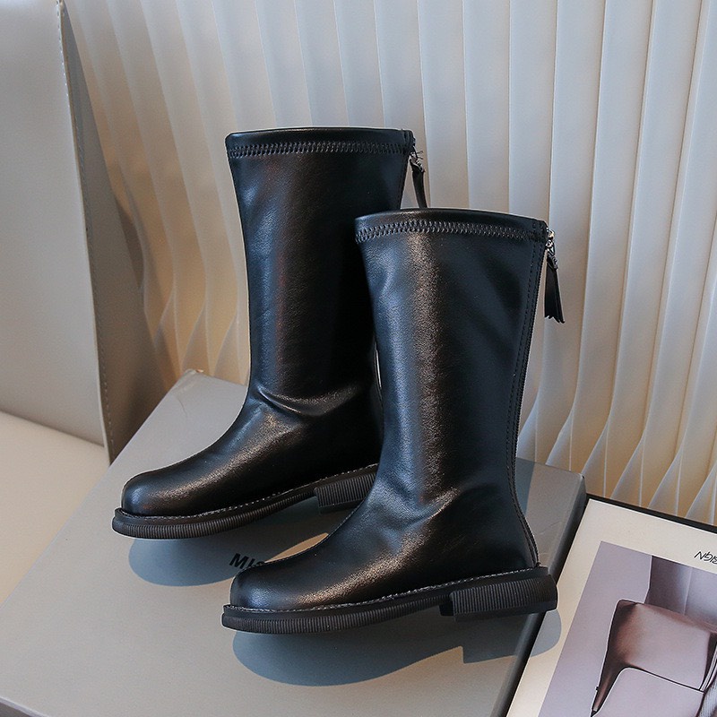 Bốt cổ cao phong cách đơn giản cho bé gái mùa thu đông - Bốt martin cao có khóa kéo cho bé FL1113 full box