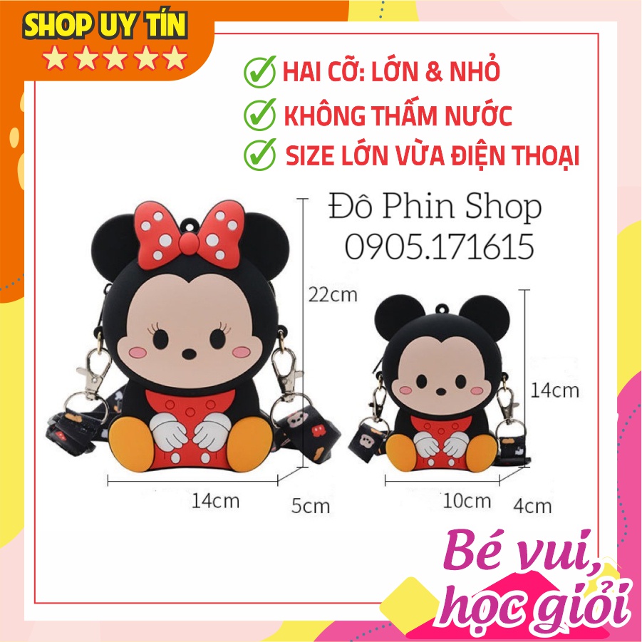 [Lớn, vừa điện thoại] Túi xách đeo chéo silicon hình mickey minnie thời trang dễ thương làm quà tặng bạn gái