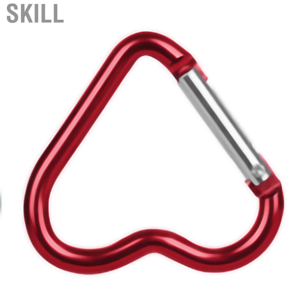 Skill Aluminum Alloy Carabiner Heart Shaped Heavy Duty Metal Camping Hanging Buckle for Hiking Water Bottle Keychain