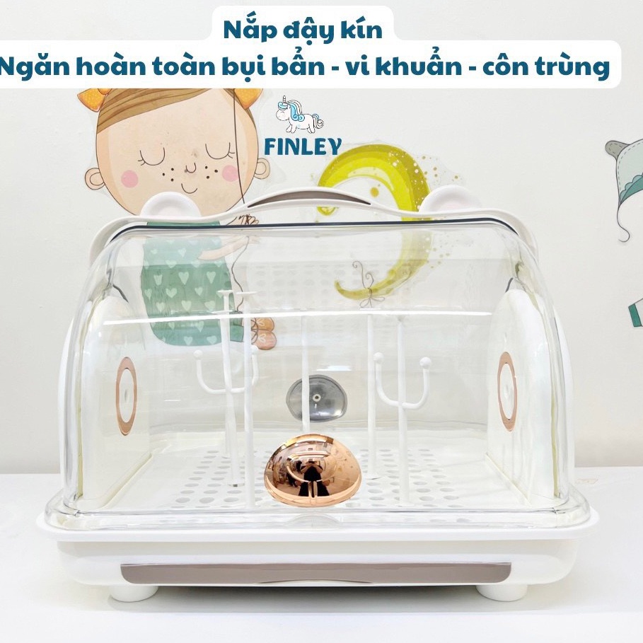 Úp bình sữa, khay úp bình đa năng có khay thoát nước và quai xách hình gấu vô cùng tiện lợi, OBAMA BABY