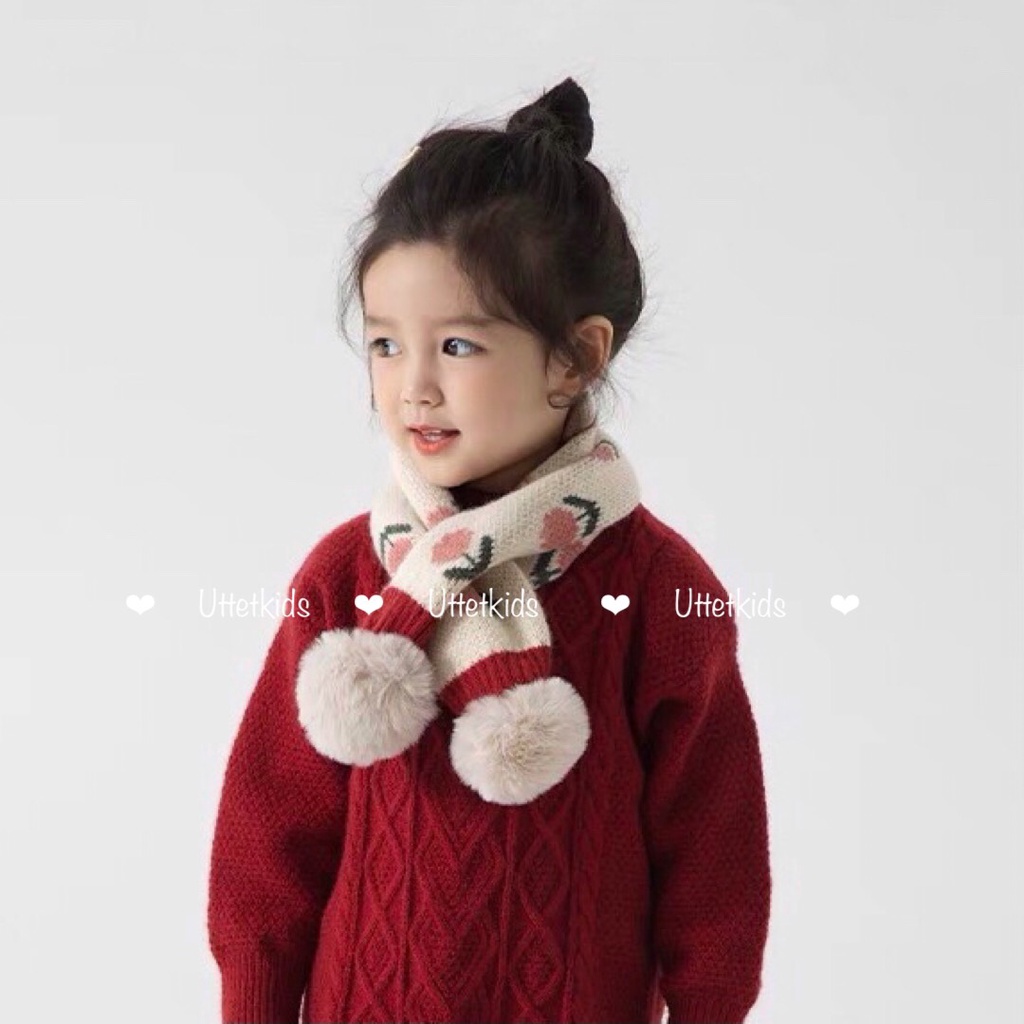 KHĂN QUÀNG CỔ HOA PHONG CÁCH HÀN QUỐC CHO BÉ GÁI