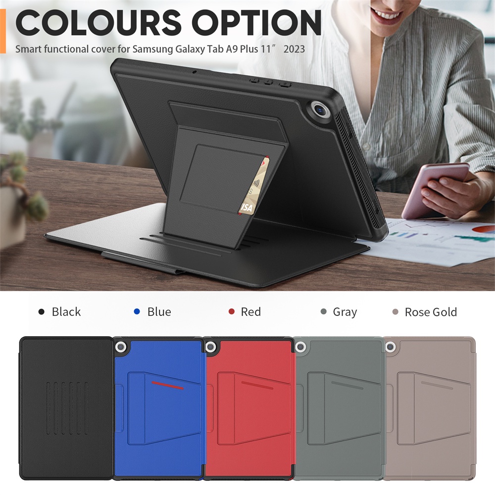 Bao Da Máy Tính Bảng pc Cứng Nắp Lật Nam Châm Có 6 Ngăn Đựng Thẻ Cho samsung galaxy tab a9 plus 11 inch 2023 tab a8 10.5