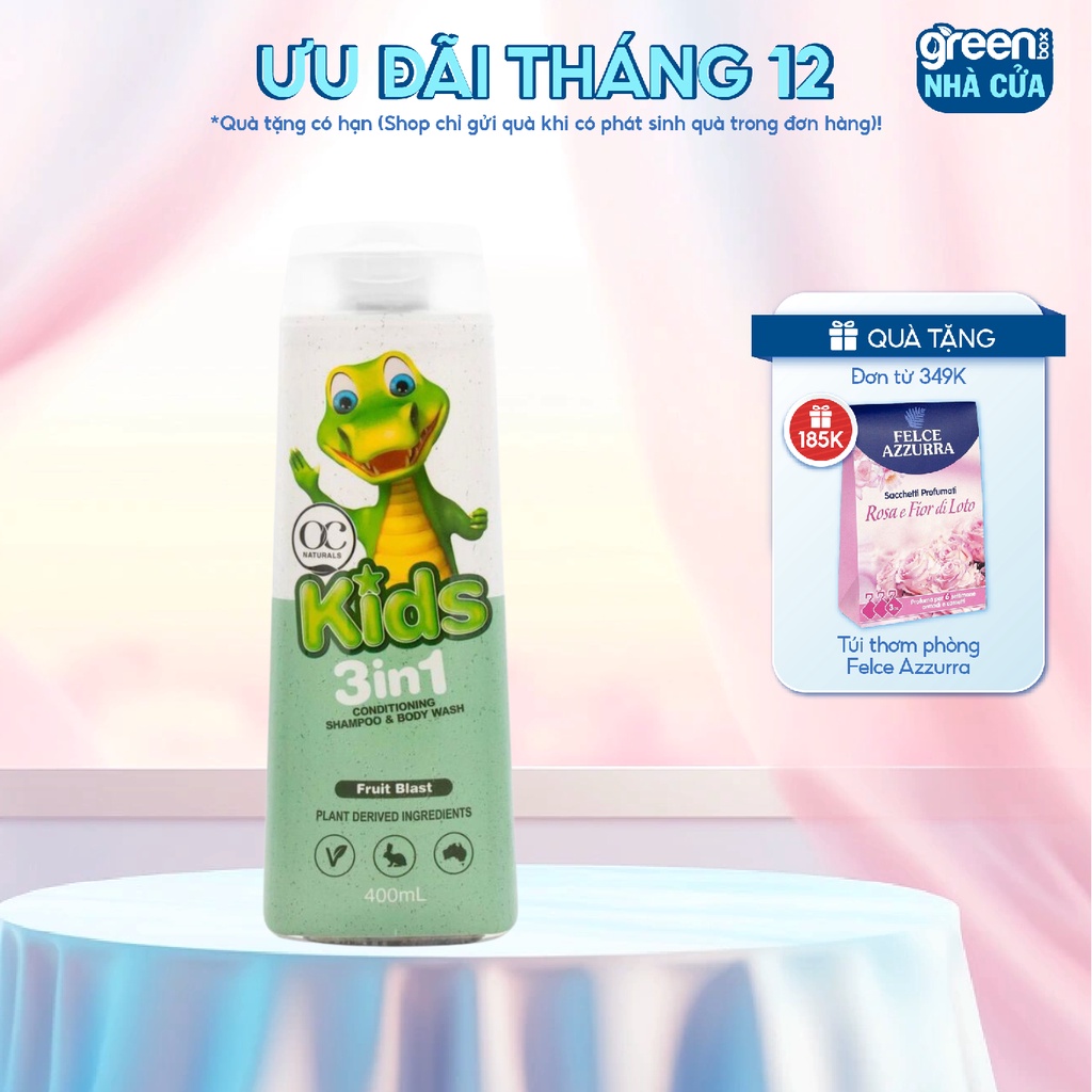 Sữa Tắm Gội Toàn Thân Cho Bé Hương Táo Và Dưa Hấu Không Cay Mắt OC NATURALS Organic Care Kids Fruit Blast 400ml