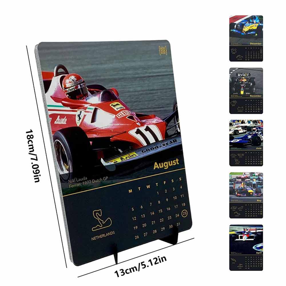 2024 Racing Month Calendar 18x13cm Racing Time Planning Calendar 12 Month Race Car Monthly Wall Calendar for Home Desk Decor