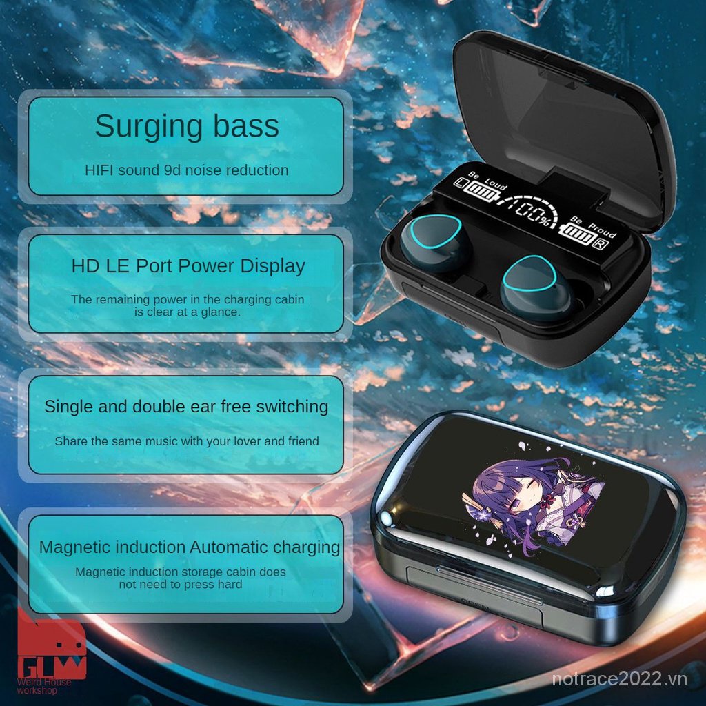 ★Genshin Impact★Tai Nghe Chụp Tai bluetooth Không Dây Có Màn Hình Kỹ Thuật Số