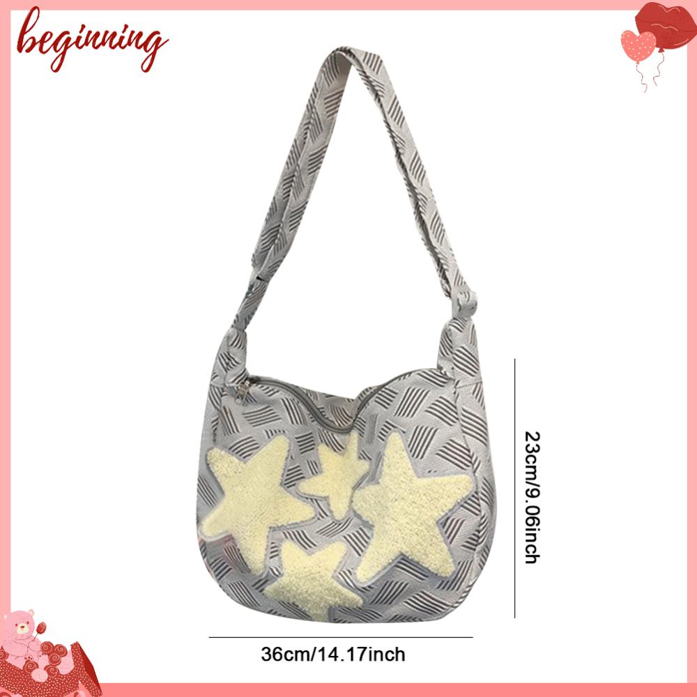 ✿ Miếng Dán Trang Trí Khởi Động Xe Hơi ✿ Túi Đeo Chéo canvas Sức Chứa Lớn Thêu Họa Tiết Trăng Sao Dễ Thương Phong Cách Đường Phố