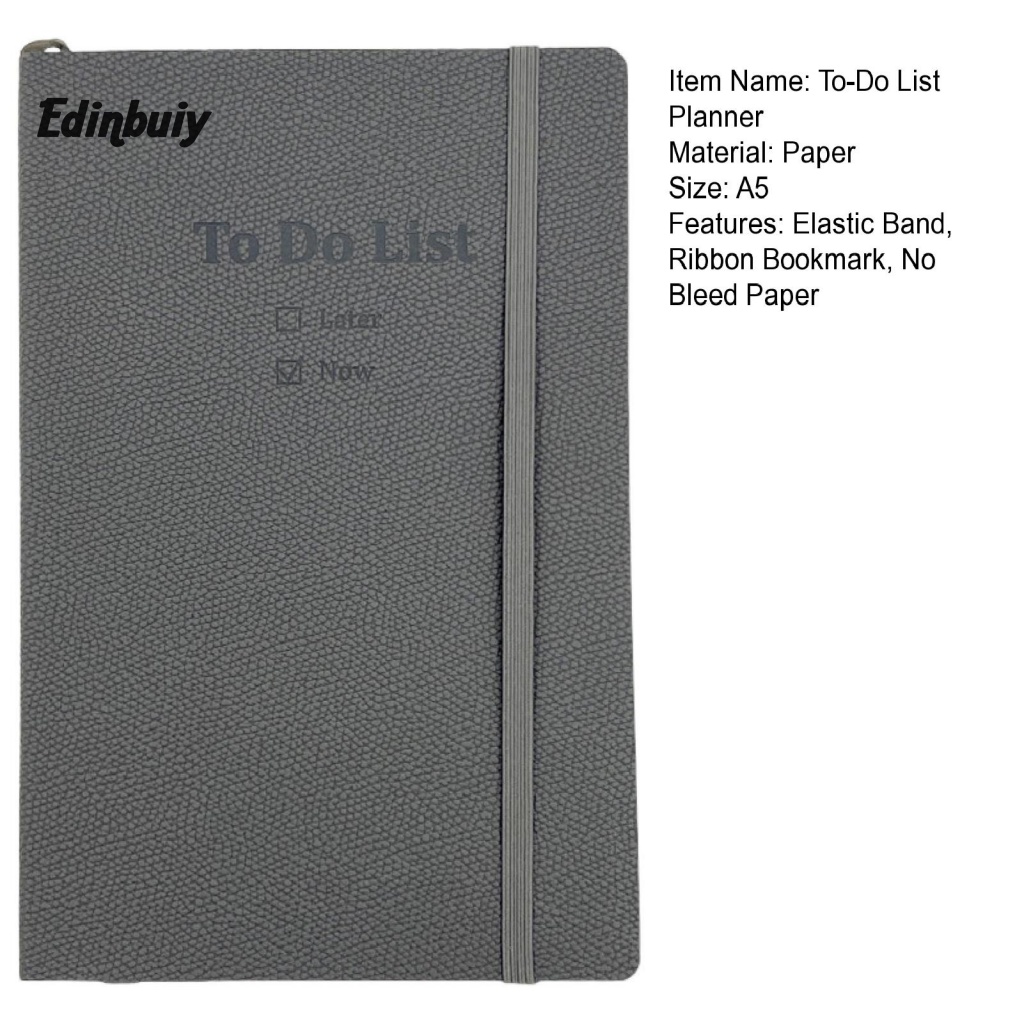 Edi to-do Sổ Ghi Kế Hoạch Thời Gian Quản Lý Thời Gian a5 Với Dây Thun Và Ruy Băng Đánh Dấu Sách Cho Học Sinh