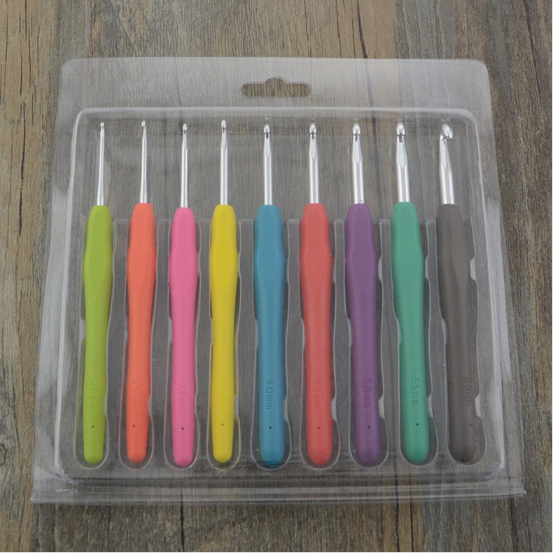 1 Bộ Kim Móc Len Bằng pvc + Nhôm + Tay Cầm Mềm Mại Màu Hồng