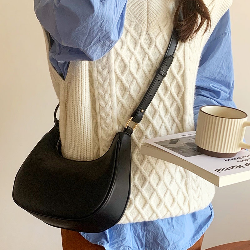 Túi Đeo Chéo Da pu Màu Trơn Dung Tích Lớn Thời Trang Cho Nữ