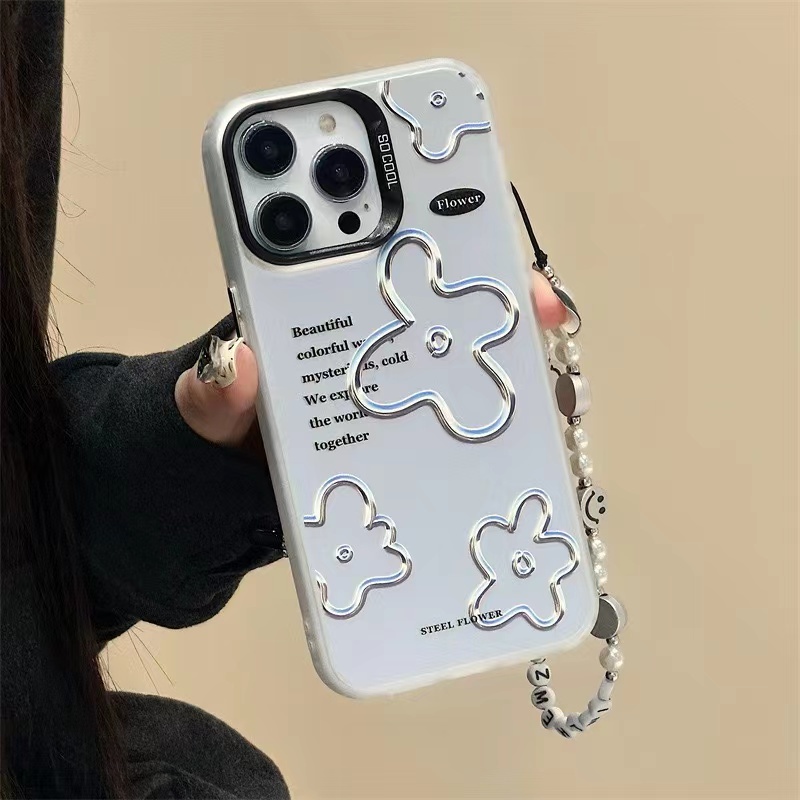 Ốp Điện Thoại Mềm Họa Tiết Hoa Màu Bạc 15promx 15pro 15 Cho iphone13pro 12promax 14pro 14 14promax 13promax 7 / 8plus xr xsmax