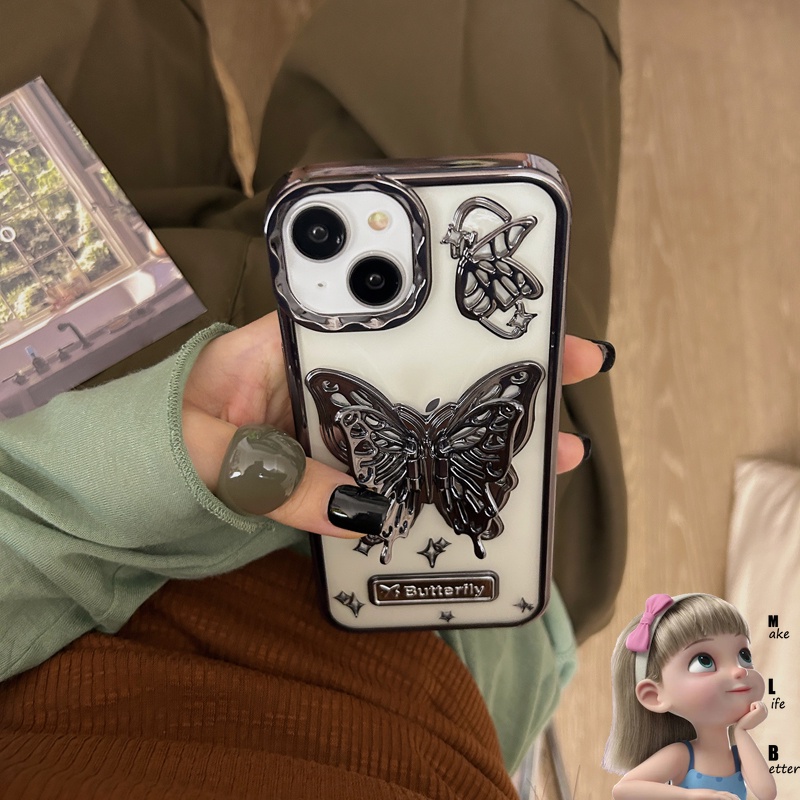 Thời Trang Ốp Điện Thoại Mềm Chống Rơi Hình Bướm 3d Cho iphone15promax 14promax 12 promax / 11 15 / 13pro