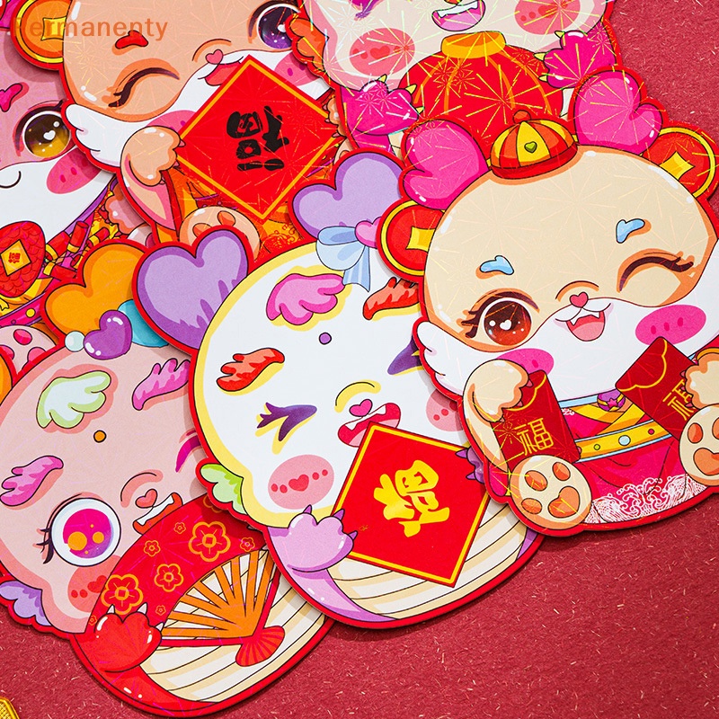 Set 6 Bao Lì Xì Hình Rồng Đỏ Hoạt Hình Trung Hoa Dành Cho Năm Mới 2024