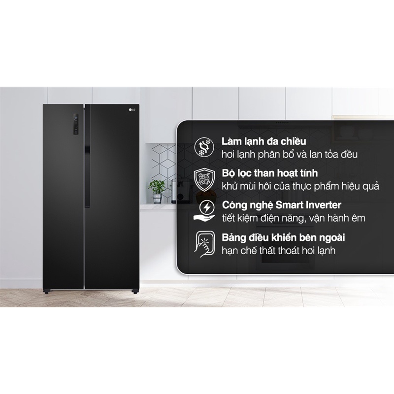 Tủ lạnh LG Inverter 519 lít Side By Side GR-B256BL đời mới 2023