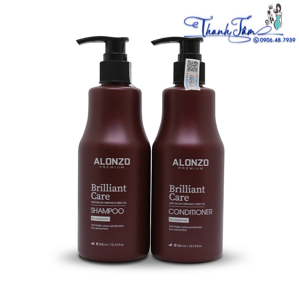 Dầu gội xả chăm sóc tóc nhuộm Alonzo Brilliant Care 300mlx2 ( New 2023 )