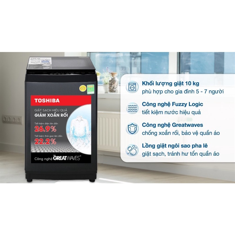 Máy giặt Toshiba 10 kg AW-M1100PV(MK) 2022 - THÁI LAN Điện Máy Tồn Kho