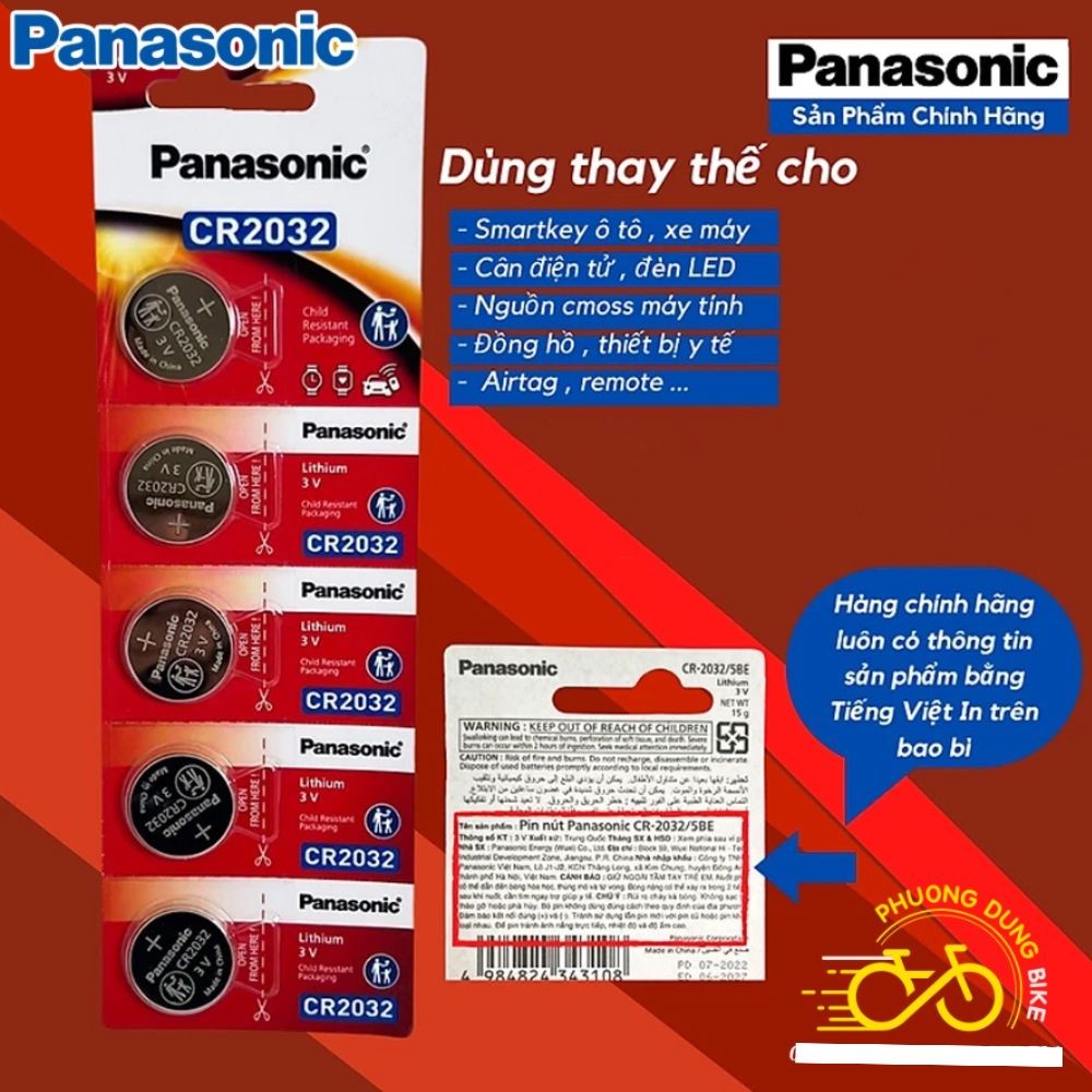 Pin cúc PANASONIC CR1616 CR1620 CR2016 CR2025 CR2032 cho remote, đồng hồ, đèn xe đạp - MẪU MỚI